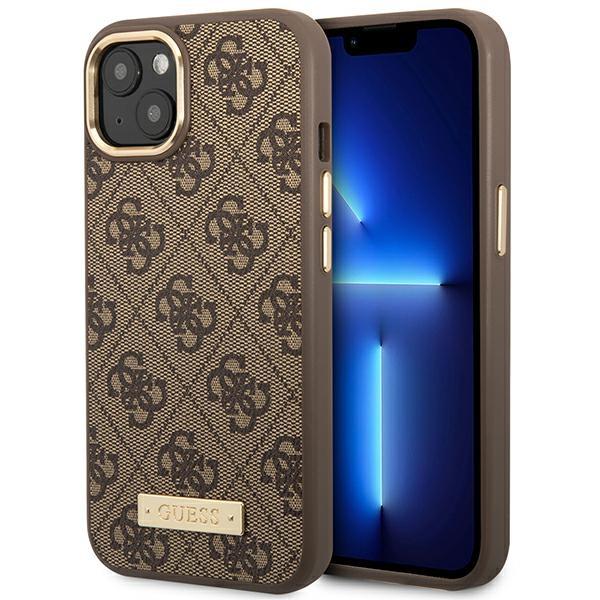 Guess Guhmp14Mu4Gprw Iphone 14 Plus / 15 Plus 6.7 Brązowy/Brown Hard Case 4G Logo Plate Magsafe