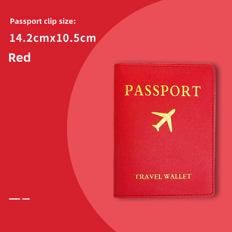 "PU Leather Luggage Tag & Passport Cover Set with Cross-Border Airplane Design"