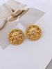 Fashionable vintage lion head round earrings for women, made of zinc alloy