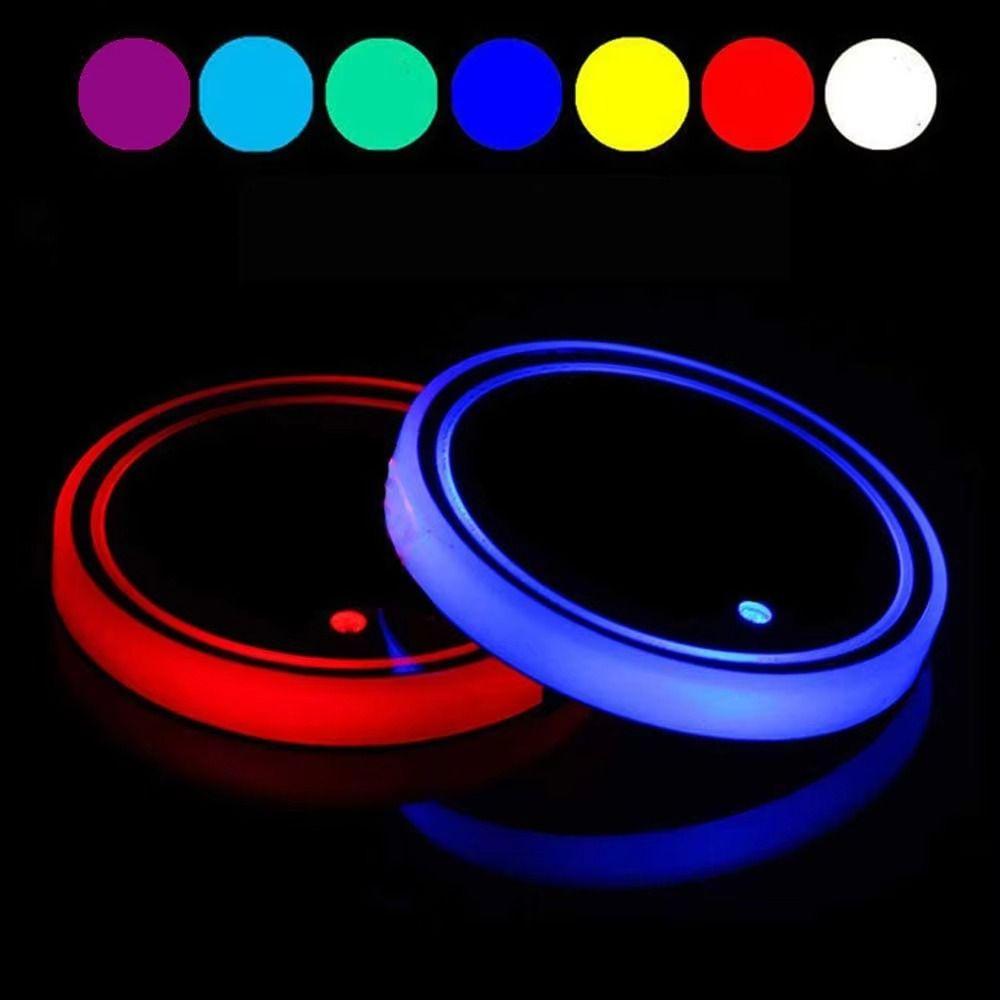 USB Charging Colorful Cup Holder 7 Color Changing Smart Glow Coaster  Ambient