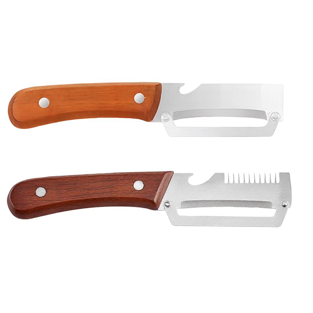 2 Pack Multifunction Stainless Steel Peeler with Thickened Wooden Handle for Kitchen Use Vegetable and Fruit Tool Set