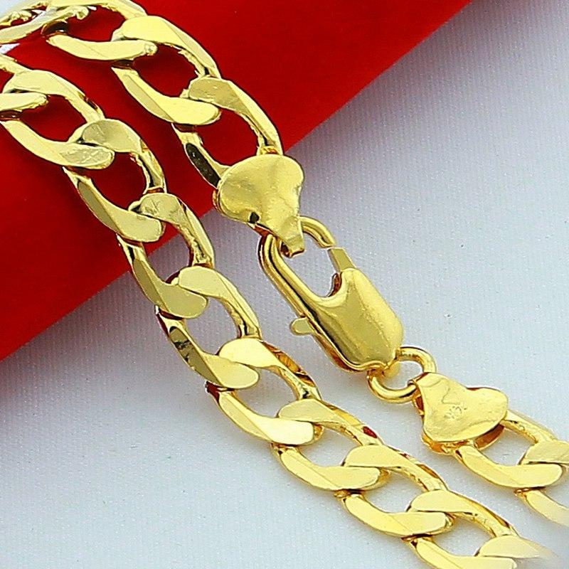Gold Filled 10mm 50-75cm Men Figaro Hip Hop Gold Necklace Chains Male Boys High Quality Jewelry Gift