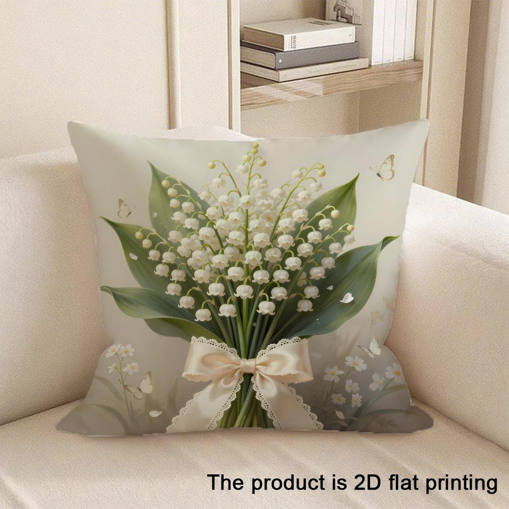 1pc Floral and Leaf Patterned 2D Flat Printing Pillowcases Sofa cushion cover home bedroom room decoration