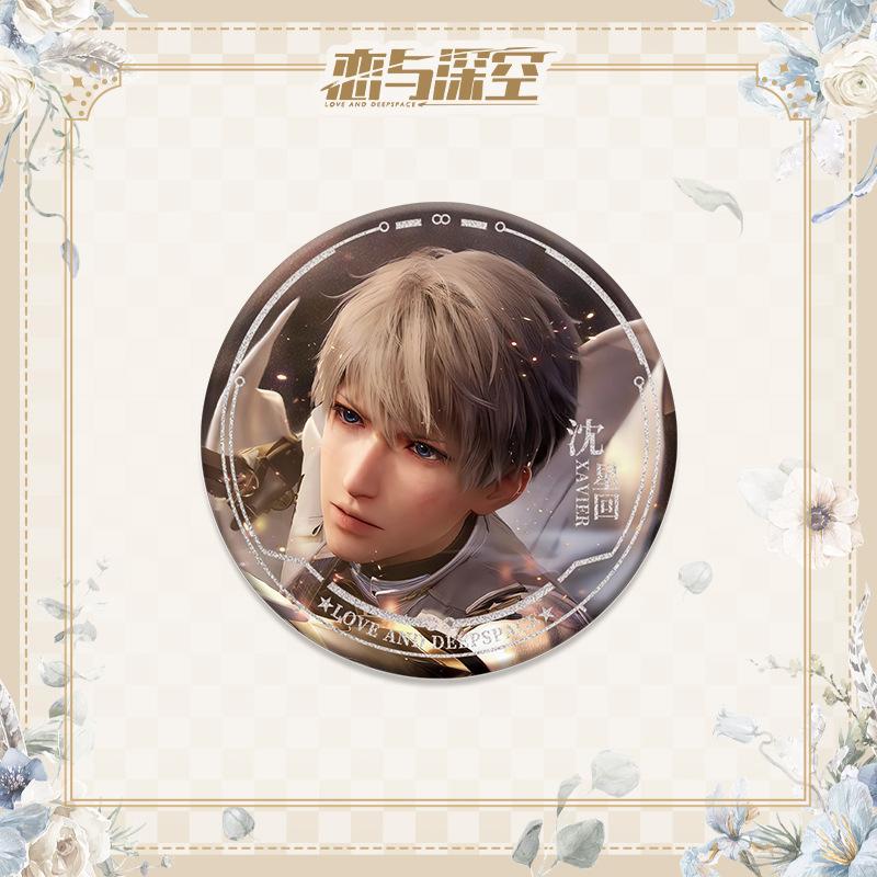 Love and Deepspace Sylus Xavier Zayne Rafayel 75MM Anime Cosplay Shiny Colorful Badge Brooch Pin Game Fans Collection Deco Gift