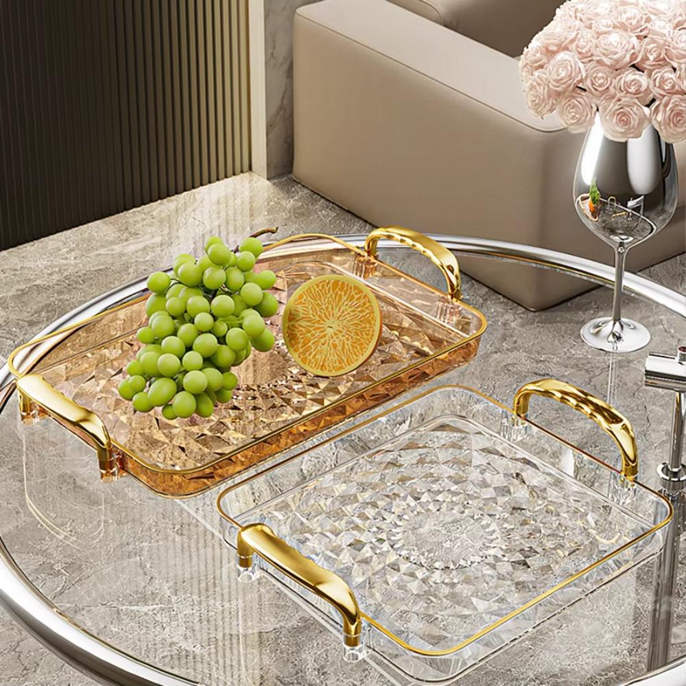Rectangular Snack Serving Plate Rhomboid Pattern Tea Tray Durable Kitchen Storage Tray Living Room