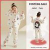 Kids' Spring & Autumn Cartoon Cardigan Pajama Set - Long-Sleeved Home Wear for Girls