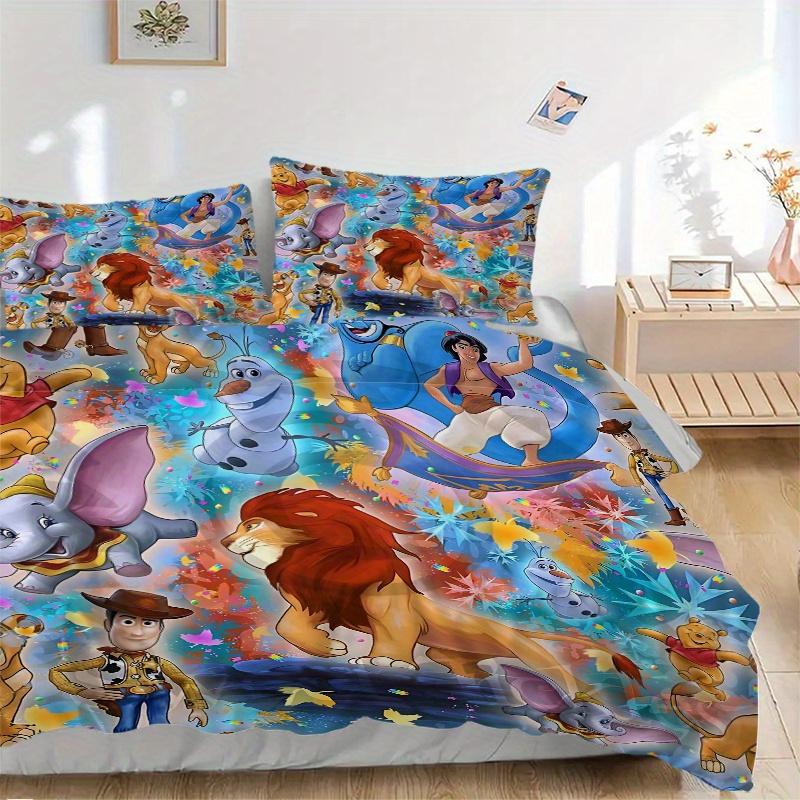 

3 шт. Комплект постельного белья с принтом «Король Лев и Друзья», Мягкий и удобный пододеяльник для спальни B089 135x200cm