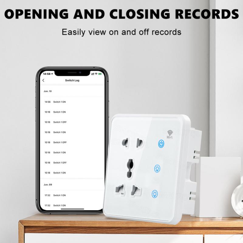 Corui Tuya Wifi Priză Inteligentă de Perete 2 Lămpi Stradale Comutator Tactil Mufă EU US UK Control Aplicație Smart Life Voce Alexa Google Home Alice