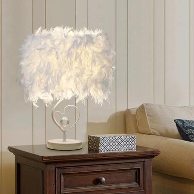 New LED Feather Table Lamp Remote Control Girl Heart Tree Light Bedroom Decor