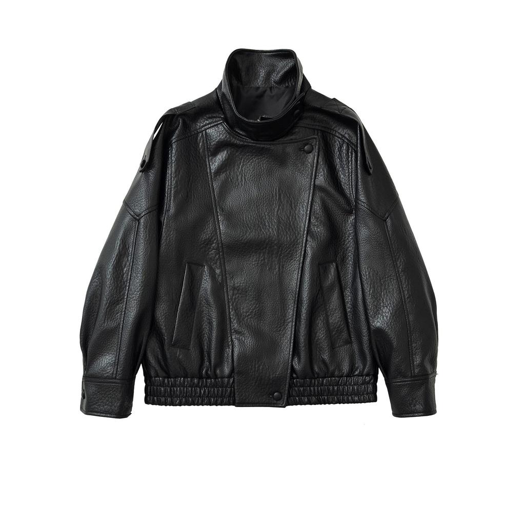 2026 Spring/Autumn Women's Retro Loose Leather Jacket In European & American Style