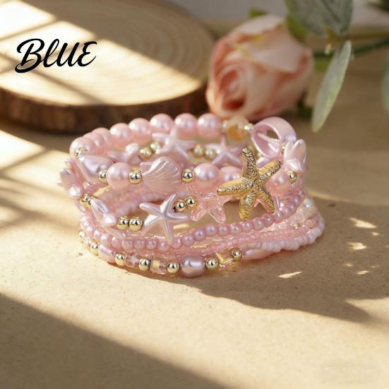 Starfish Beaded Bracelet 1 Set Bohemian Bracelets for Women Coastal