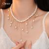 Baroque Water Drop Pearl Fringe Necklace Temperament Collarbone Chain French Retro Necklace Women