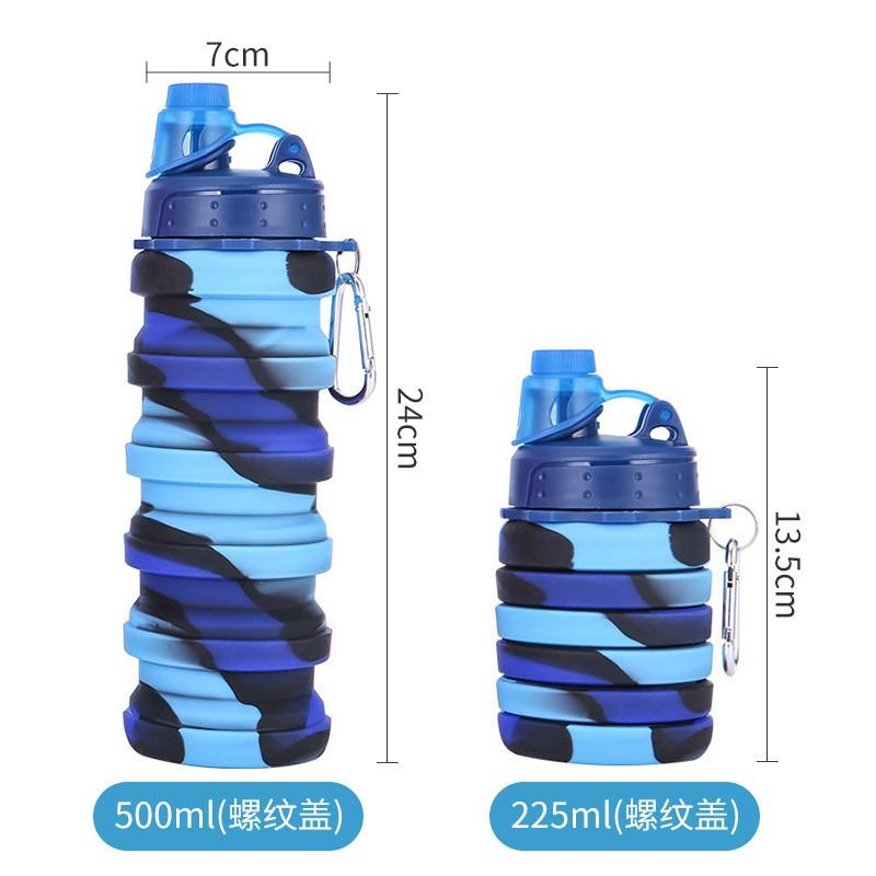 Portable Collapsible Silicone Travel Water Bottle 500ml Hiking Camping Gym Outdoor Sports