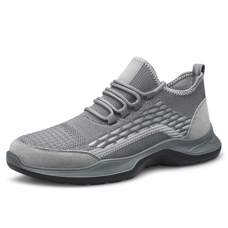 

Men s shoes fly-woven breathable mesh casual shoes men s soft-soled running shoes foreign trade large-size driving loafers men s 45 серый