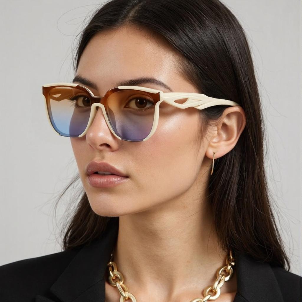 Sunglasses for Women Lightweight Design Trendy Styley Square Shape Sunglasses Unique Wavy Leg Design Gradient Frame Versatile Women Eyeglasses