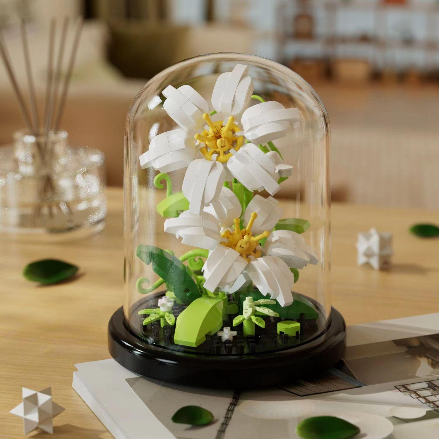 

Букет цветов, бонсай, строительные блоки, искусственное пластиковое растение, пылезащитный чехол, микромодель, украшение для дома, игрушка для ребенка, подарок на день рождения 1PCS