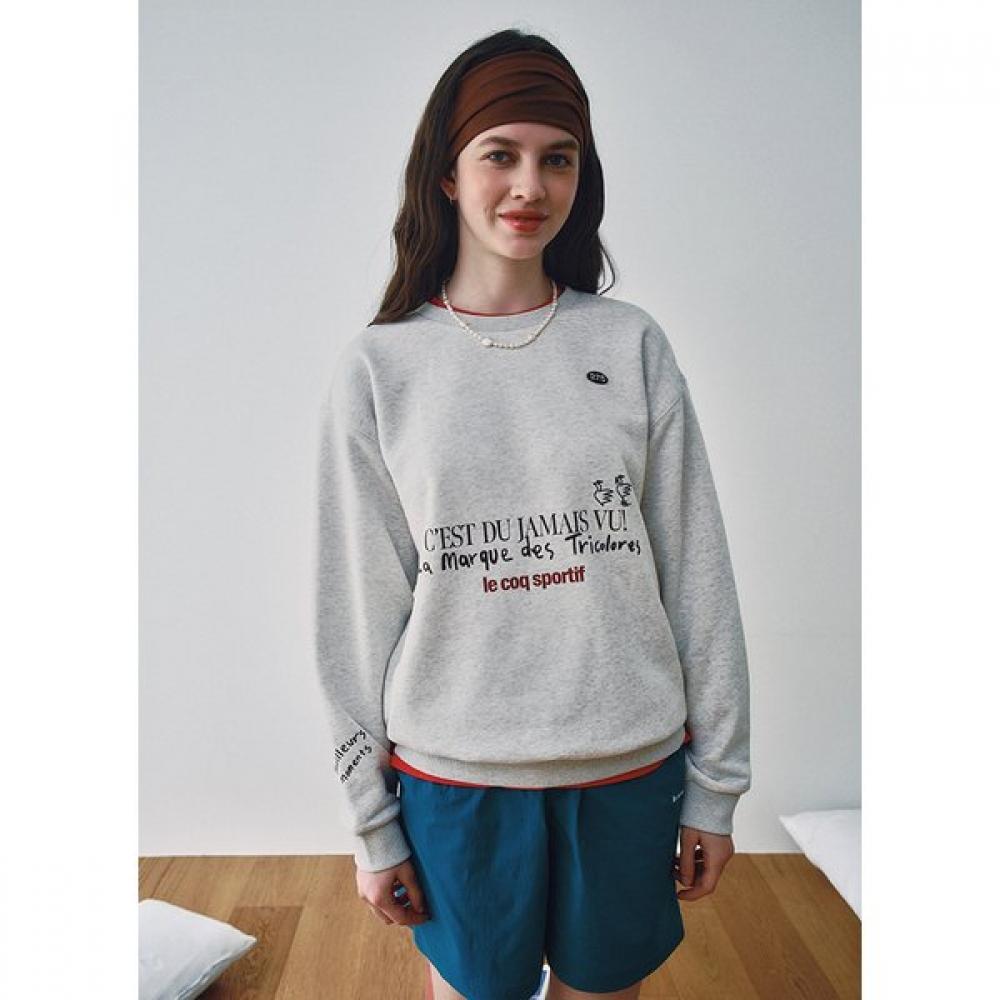 Le Coq Sportif Sweatshirt Letter Rooster Oat Qq323xfs72 OAT oatmeal/110 public 2XL