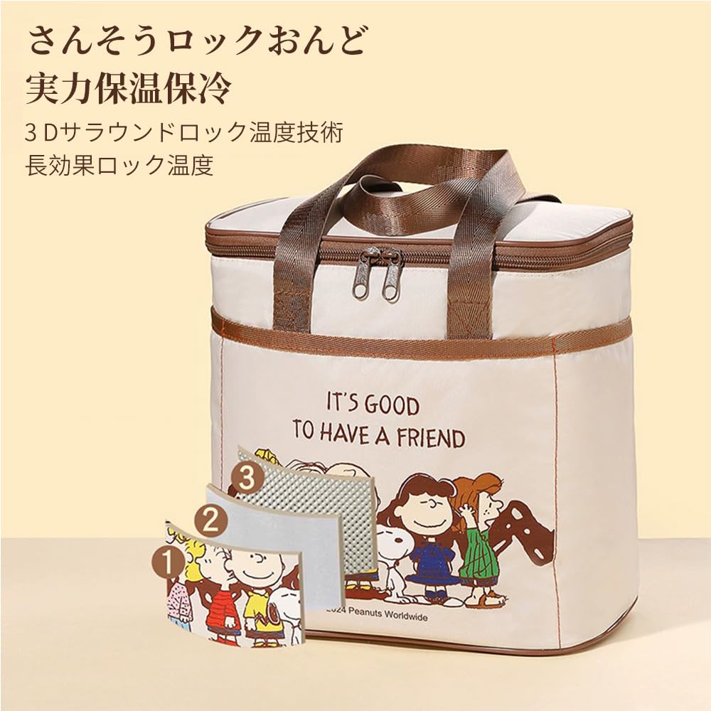 Snoopy Lunch Bag, Tote Bag, Large Capacity, with Pockets, Lightweight, Perfect for Commuting, School, or Any Occasion