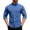 Herren Casual Einfarbig Stehkragen Knopf Strickjacke Herren Casual Langarm Baumwollhemd