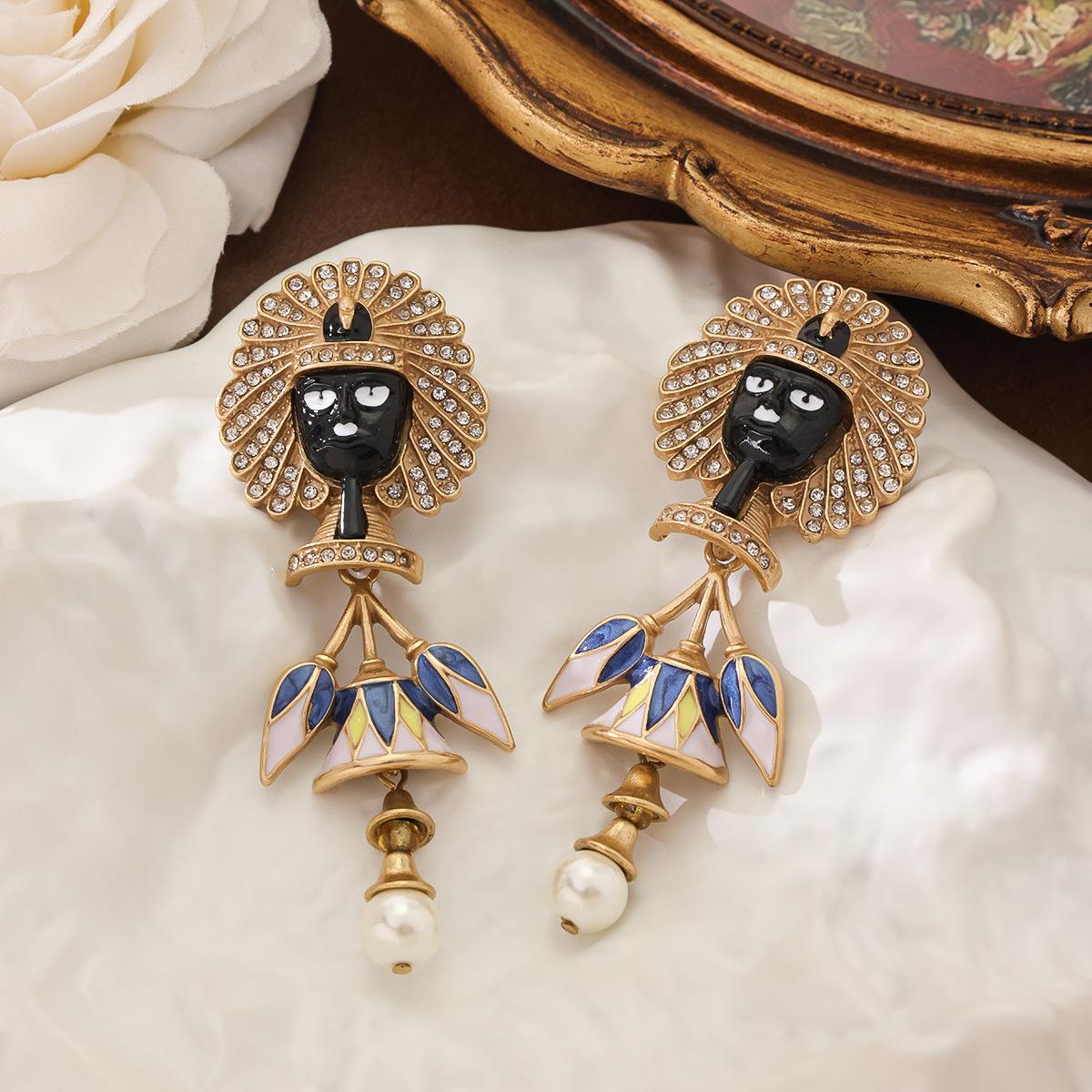 Древний Набор Декораций Таинственное Африканское Племя Танцующий Высокий Жрец Ожерелье Серьги