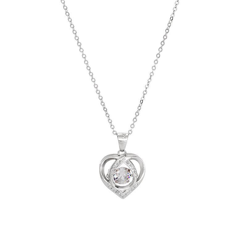 Banyan Tree S925 Silver Pendant Necklace with Heart Design, Diamond Accent - Elegant Valentine's Day Gift for Women