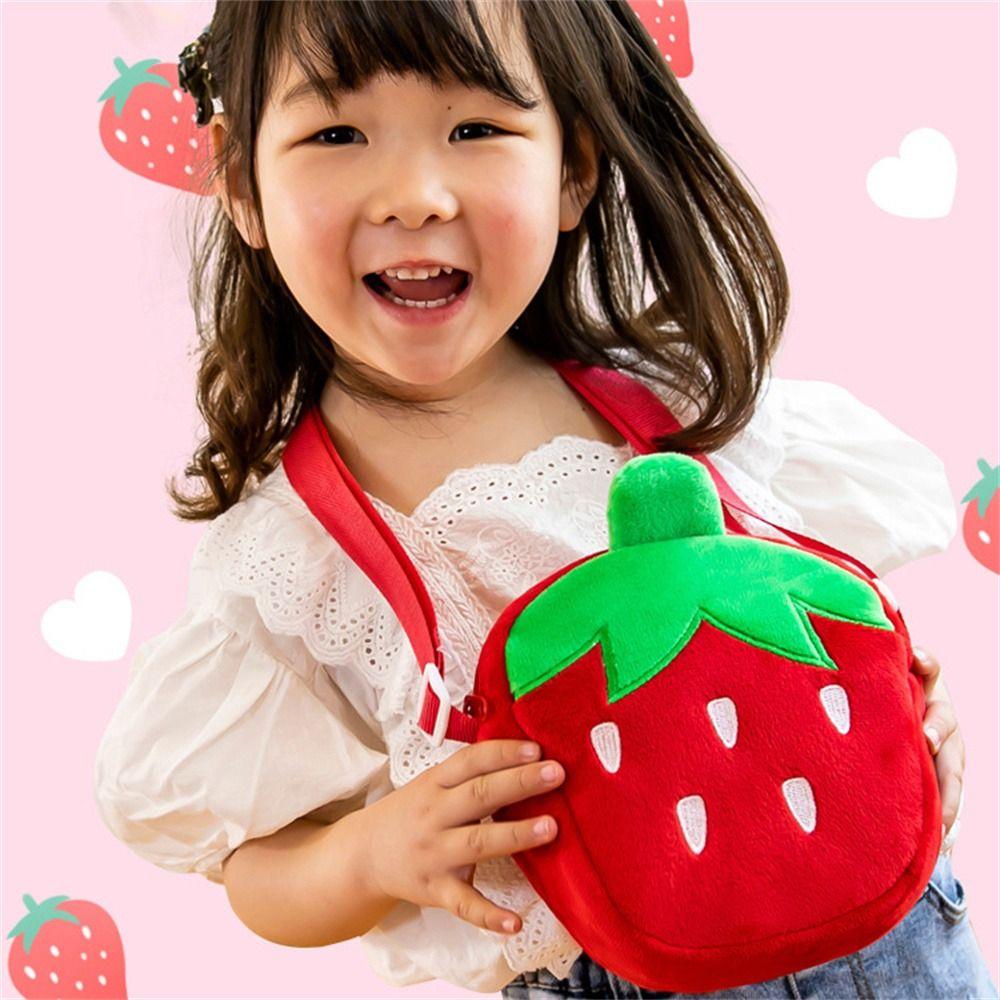 Strawberry Carrot Kids Plush Bag Cute Fruit Crossbody Bag Candy Bag Plush Shoulder Bags Coin Purse