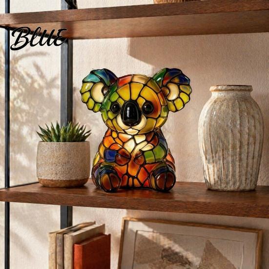 Cozy Warm Light for Reading Vintage Stained Glass Style Desk Lamp Cute Animal Night Light Decorative Room Ambient Lighting Lamp Bedroom Bedside Kids