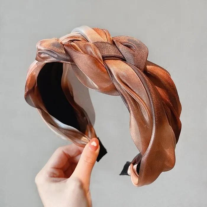 

Fashion Shiny Twisted Braid Headband Women Girl Wide Side Hairband Simple Mesh Hair Hoop Headwear Hair Accessories Hair Braids