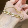 18K Gold-Plated Zircon Letter Pull-Out Bracelet: Elegant High-End Fashion Accessory