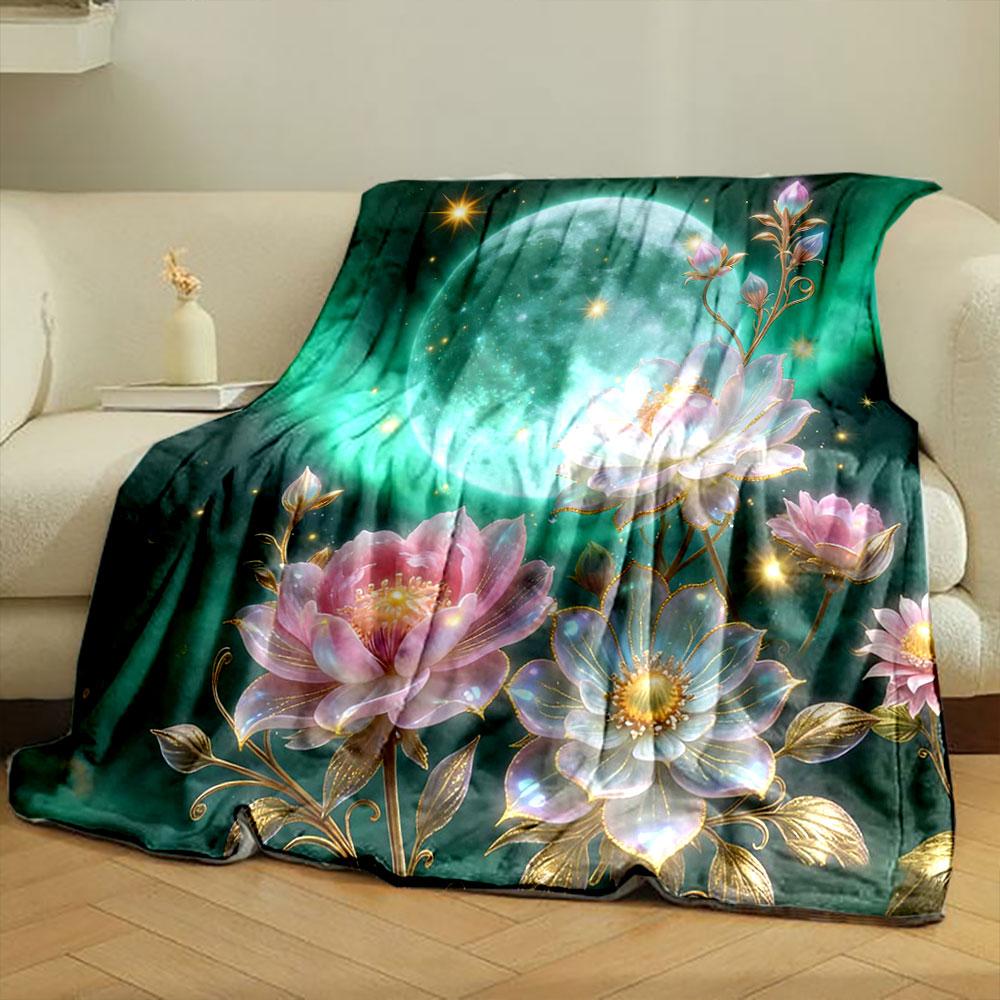 Romantic Starry Sky Flowers Printed Blanket Children Adult Soft and Warm for Home Sofa Outdoor Travel Blanket Luxury Gifts