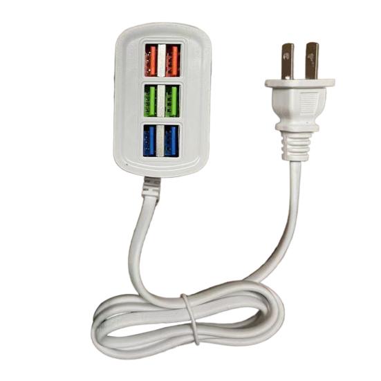 

USB Charger Plug-Play 6-Port USB Mobile Phone General Purpose Multi-Port Charger Plug Phone Accessories US Plug білий