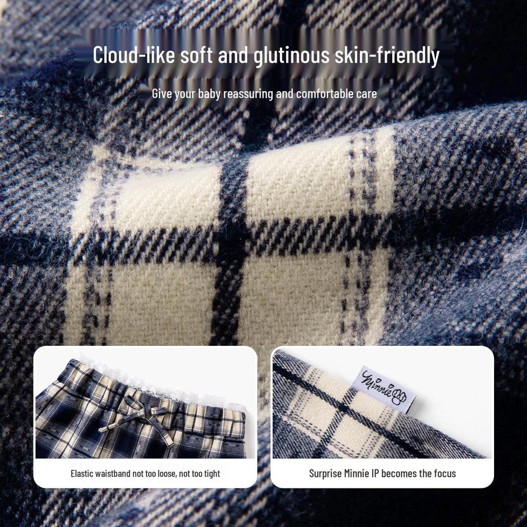 Dívčí krajkové kalhoty s vysokým pasem a širokými nohavicemi s kostkovaným vzorem - Móda podzim 2025