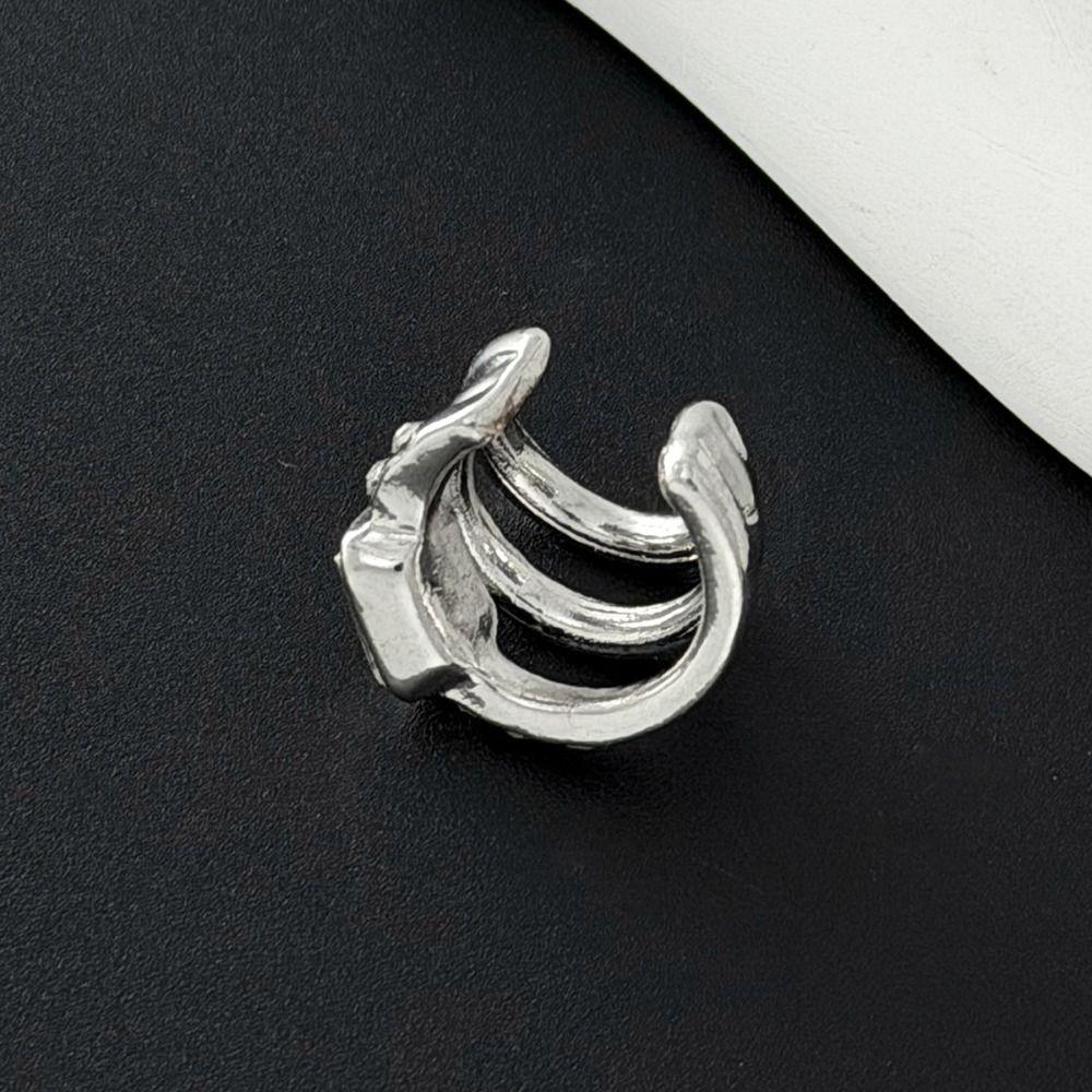 Multi-Layer Triple Ring Clip Silver No Piercing Earrings Hip Hop Gold Jewelry  Wear