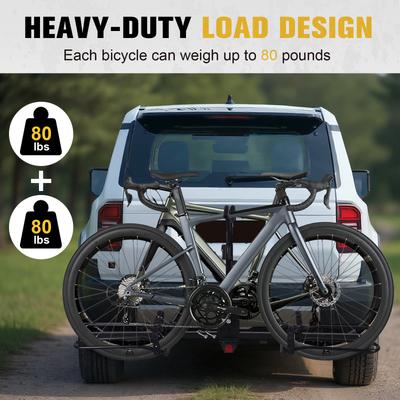 Rear Trailer Steel Mount Rack Anti Tilt Electric Bicycles Racks Foldable Bicycle Hitch Carrier for SUVs Cars Trucks Vans