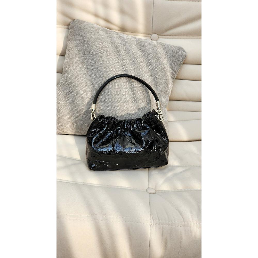 

Minority Design Korean Version Cloud Shoulder Bag Women s 2025 New Style Underarm Strap Bag 100% Linen Leather Lining Small Bag 23x8x14 чёрный