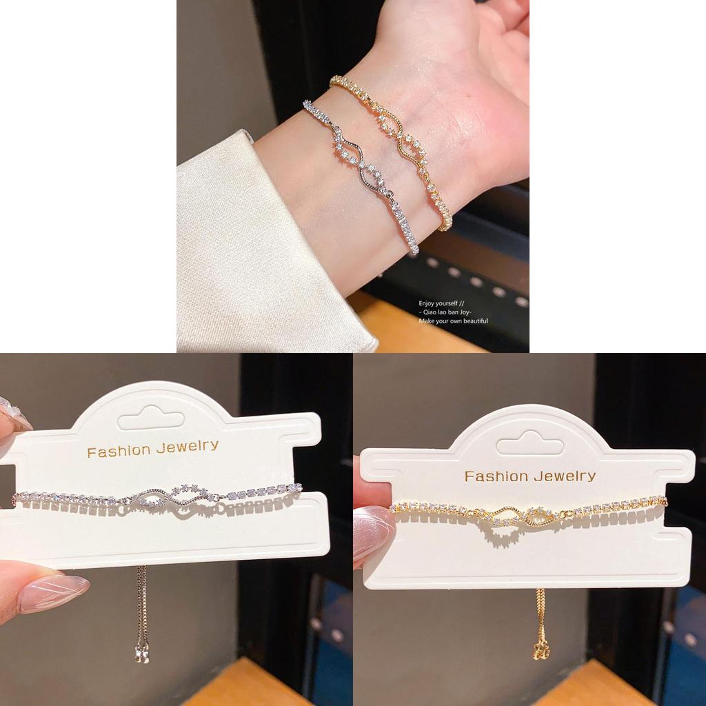 Zircon Cross Pendant Adjustable Bracelet With Geometric Design For Women
