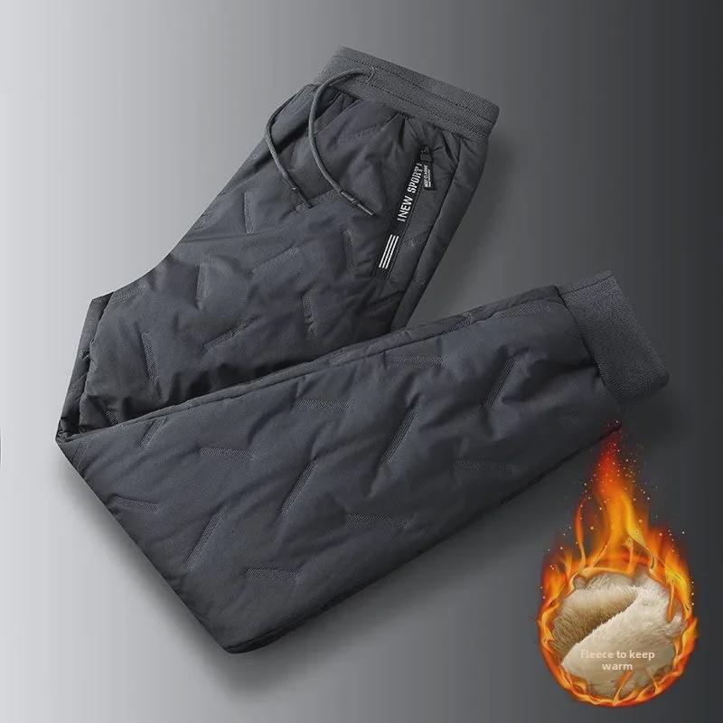 Men’s Winter Lambskin Pants with Velvet Lining - Thick, Warm, Casual, and Loose Fit Trousers.