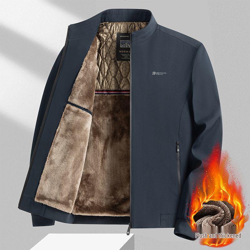 Spring & Autumn Men's Business Casual Stand-Up Collar Jacket - Lightweight, High-End Design for Middle-Aged Elegance