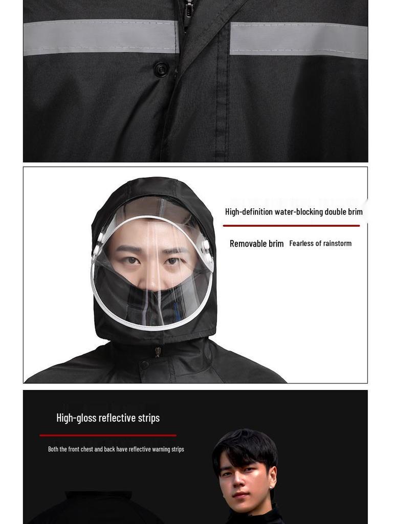 Adult One-Piece Long Raincoat: Fashionable, Thickened, Lengthened Outdoor Windbreaker & Cycling Poncho