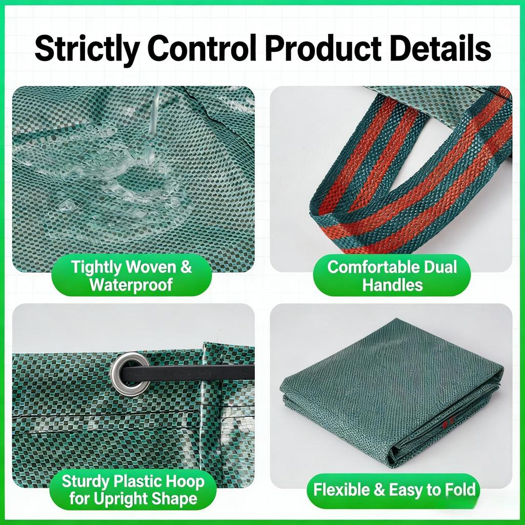 Bolsas para Residuos de Jardín - Reutilizables de PP de Alta Resistencia con Asas, Gran Capacidad con Tejido Industrial y Asas para Recogida de Plantas, Césped y Hojas