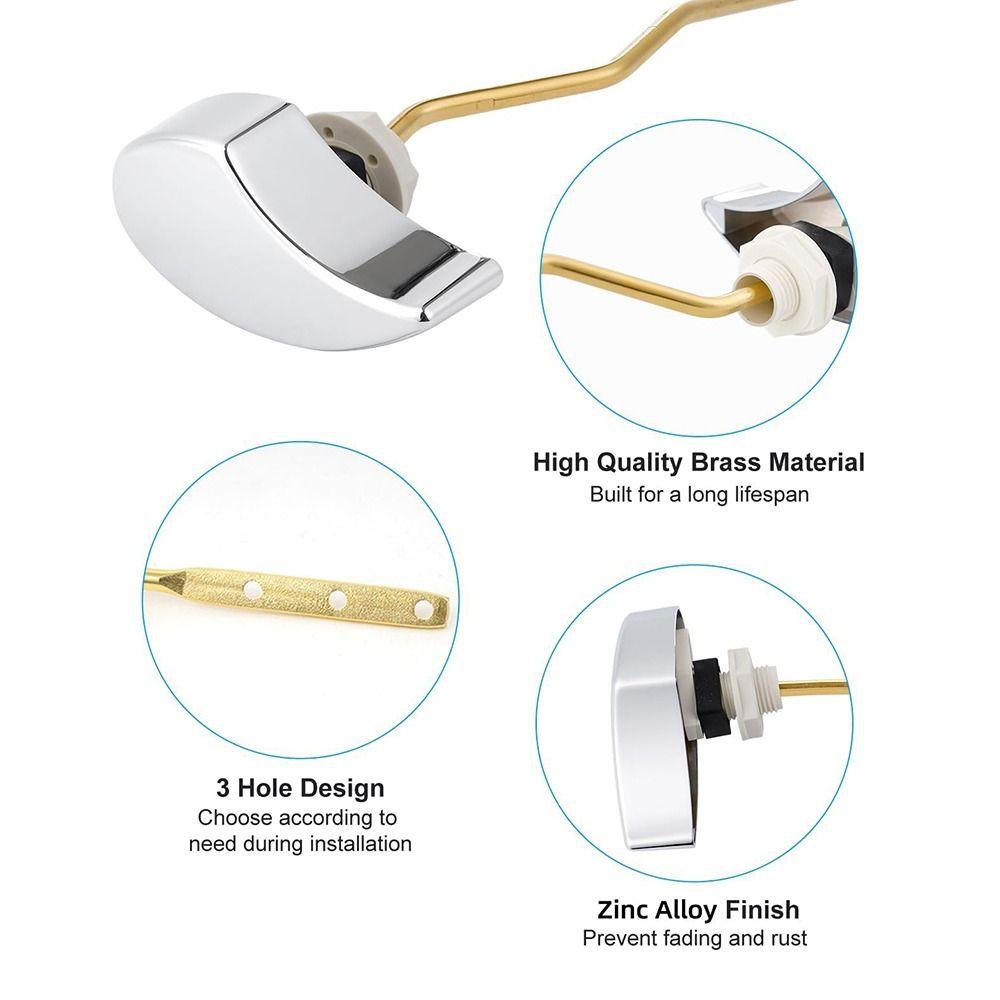 Chrome Finish Toilet Tank Flush Lever Universal Toilet Repair Handle with Nut  Bathroom Accessories