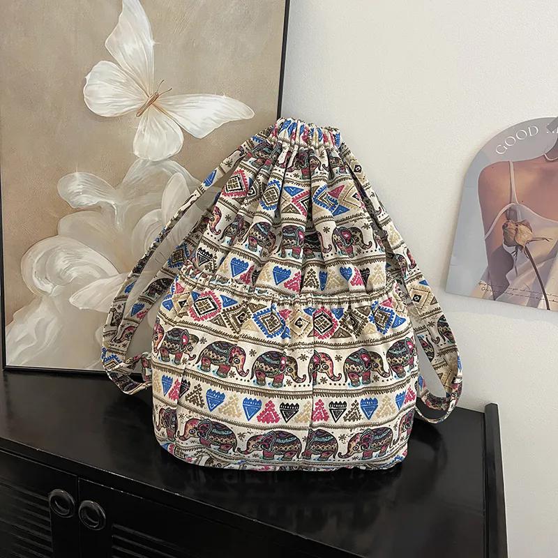 WTEMPO Retro Elegant Versatile Printed Backpack Outdoor Sports Bags Large Capacity Lightweight Travel Backpack Fitness Bags Yoga Bags