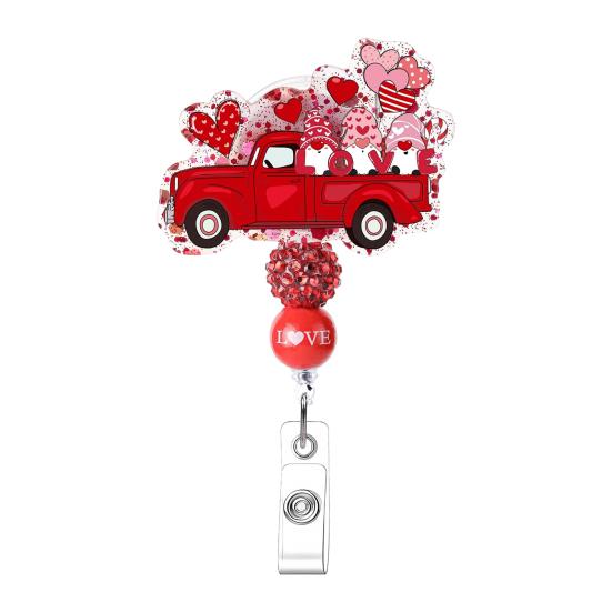 

Зроби сам бісерний тримач для бейджа, кліпса для бейджа до Дня святого Валентина, регульований висувний шнурок для ключів, ID-картки, креативний подарунок для пар, друзів