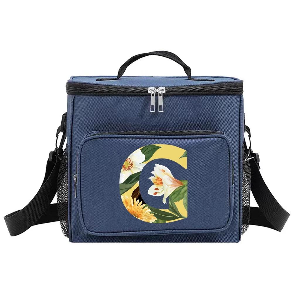 Lunch Bag Thermal Organizer Handbag Insulated Bags Cooler Box Camping Shoulder Storage Lunchbag for Men and Women Floral Series