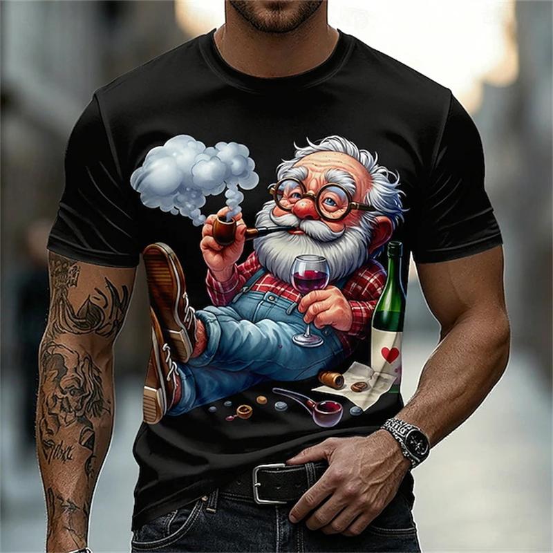 New Men Short-Sleeve T-Shirt 3D Print Casual Elderly People Pattern Summer Trendy Crew Neck Tee Outdoor Sports Y2k Man Clothing