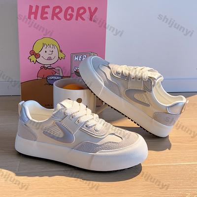 Damen Freizeittrend Sportschuhe Neue PU-Leder Plateau-Sneaker Damen Leicht Nicht Rutschend Schnürung Vulkanisierte Schuhe