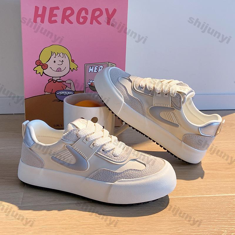 Fashion Women's Casual Trend Sports Shoes New Fashion PU Leather Platform Sneakers Woman Lightweight Non Slip Lace Up Vulcanized Shoes