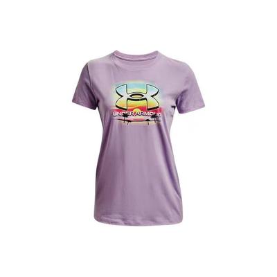 Logo Print Casual Sports Crew Neck Short Sleeve T-Shirt Women T-Shirt Purple 1372618-566