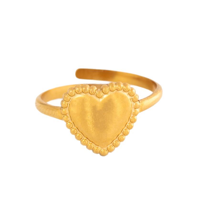 Colorfast Heart-Shaped Titanium Steel Open Ring for Women