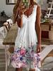 New European and American hot-selling women's clothing fast-selling T strap V-neck lace fashion printed dress